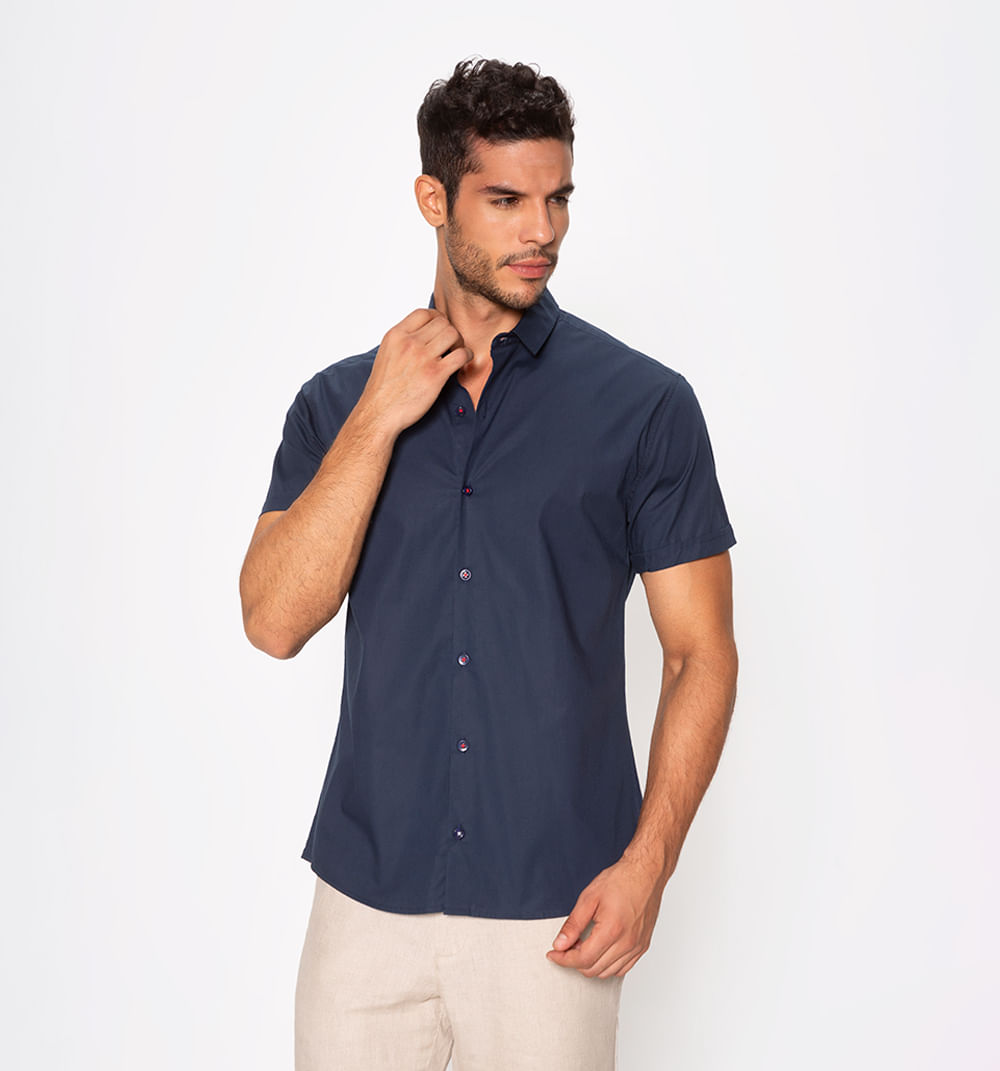 Camisa basica manga corta slim fit