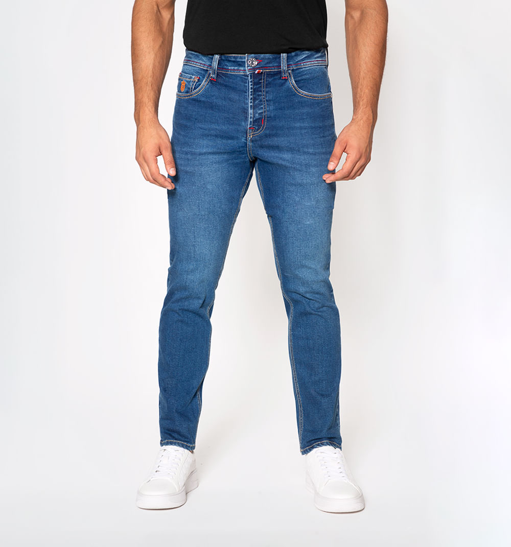 Jean premium slim fit con bordado en rel
