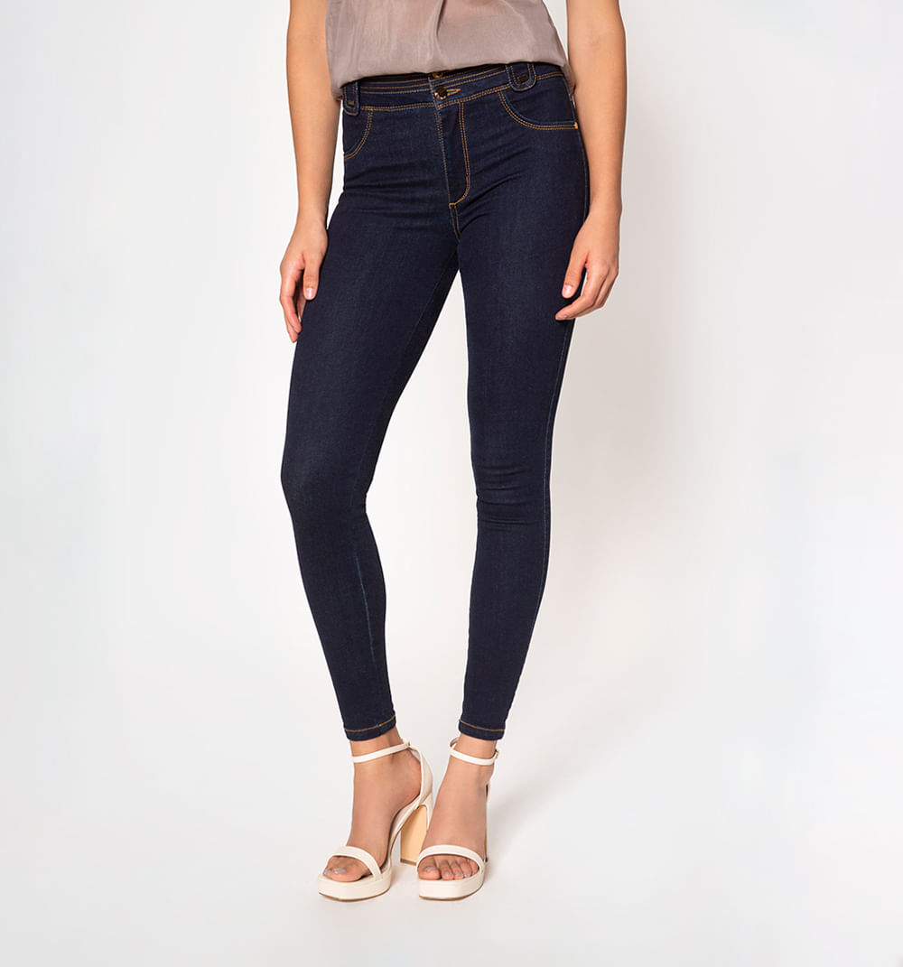 Jeans ultra slim,tiro alto con corte en