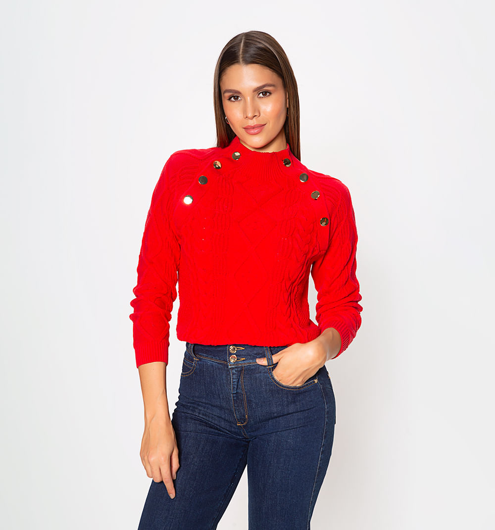 Buzo tejido trenzado con botones