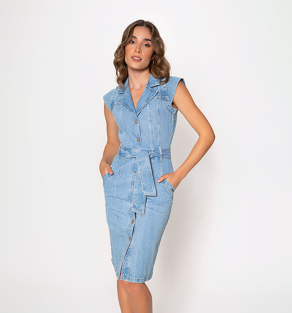 Vestido  manga sisa denim