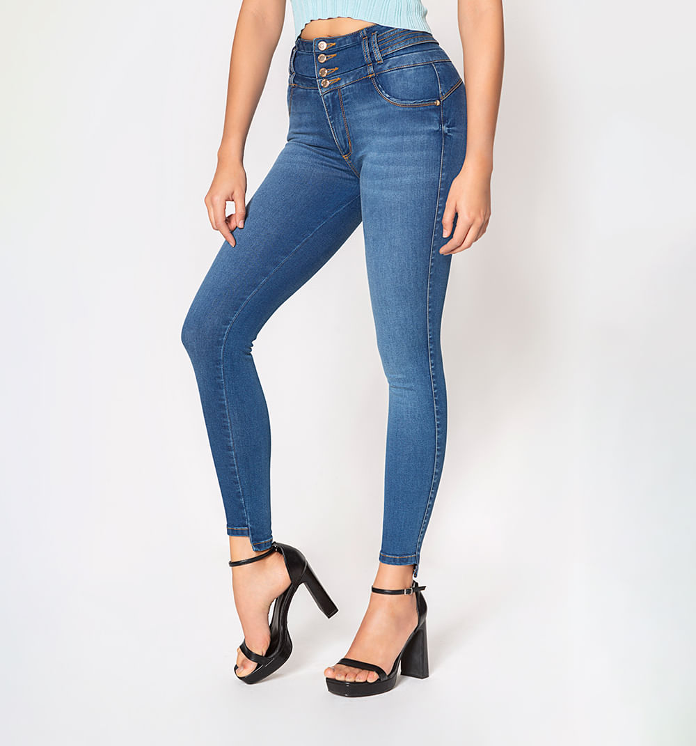 Jeggins, tiro alto, pretina ancha, corte