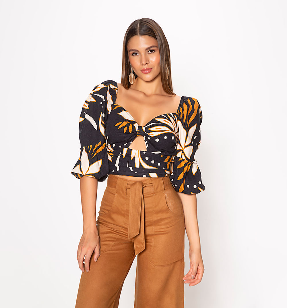 Blusa manga 3/4 con cordon en espalda