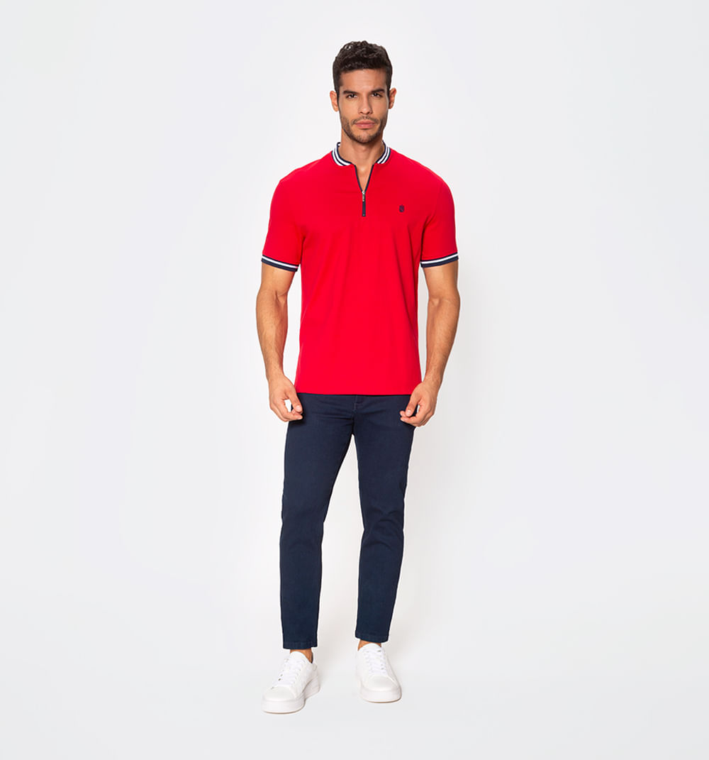 Polo slim fit en contraste cuello y puño
