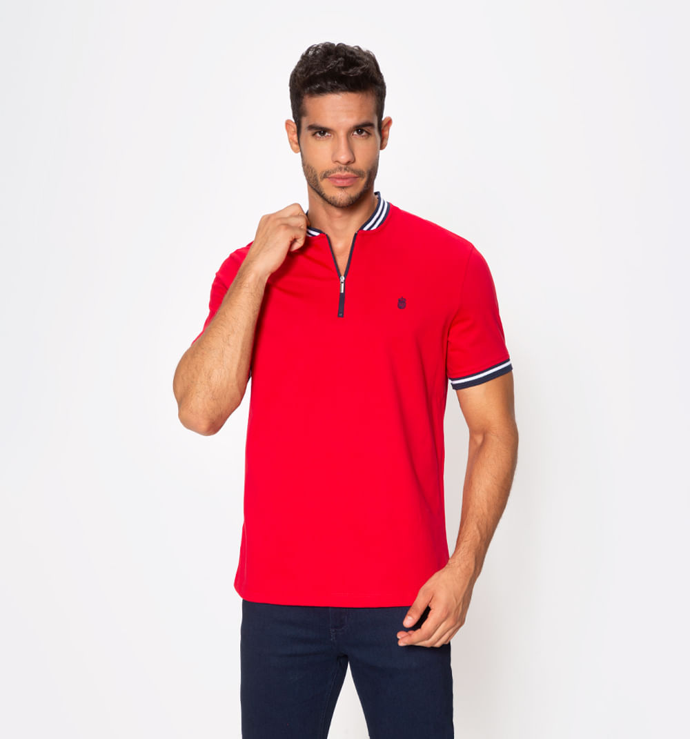Polo slim fit en contraste cuello y puño
