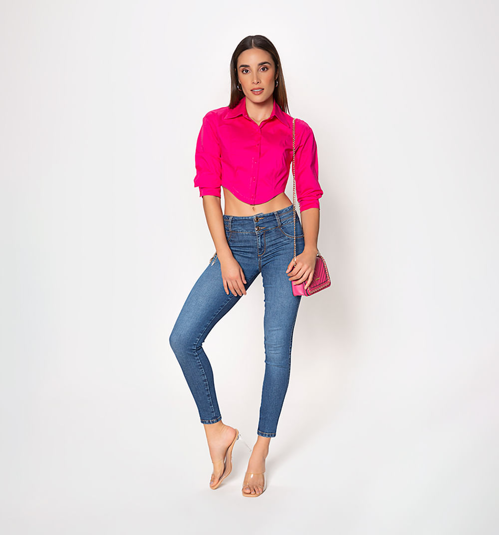 Blusa corta, manga 3/4  puño ancho
