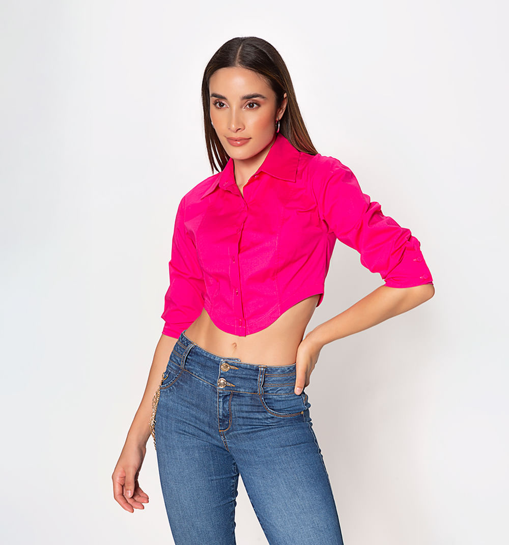 Blusa corta, manga 3/4  puño ancho