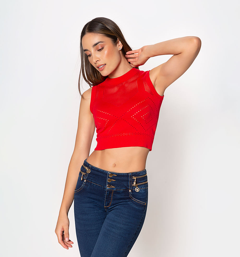 Blusa manga sisa con tejido abierto