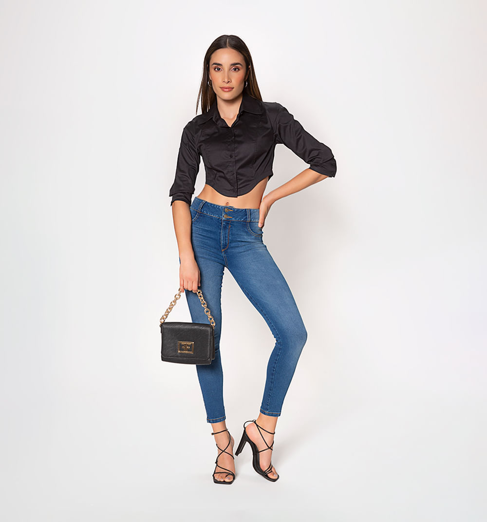 Blusa corta, manga 3/4  puño ancho