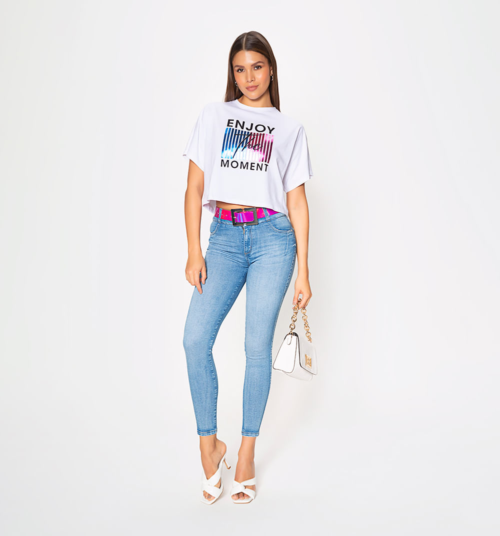 Jean ultraslim,tiro alto, pretina ancha,