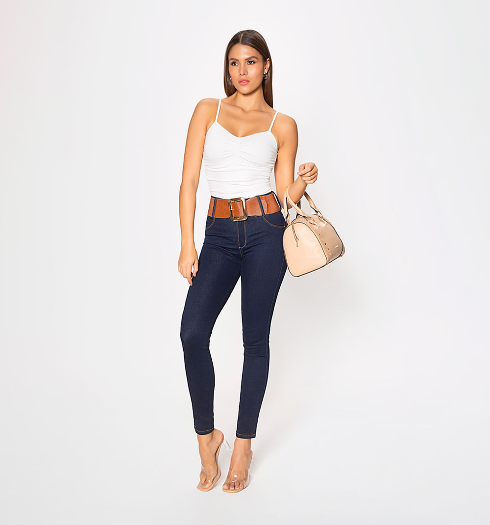 Jean ultraslim tiro super alto, con corr