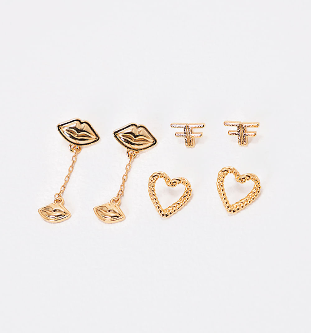 Set x 3 aretes logo, corazon y beso