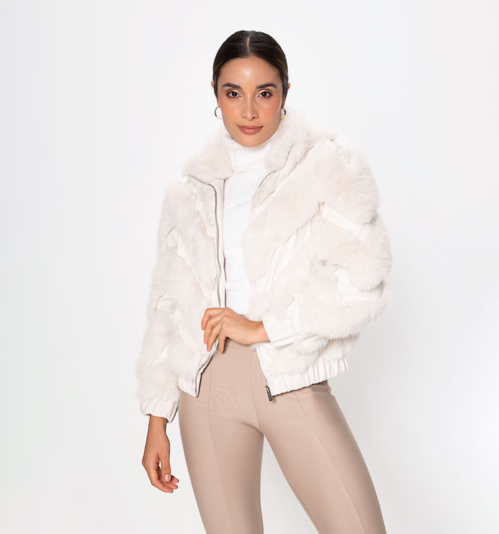 Chaqueta pelo y cuero sintetico
