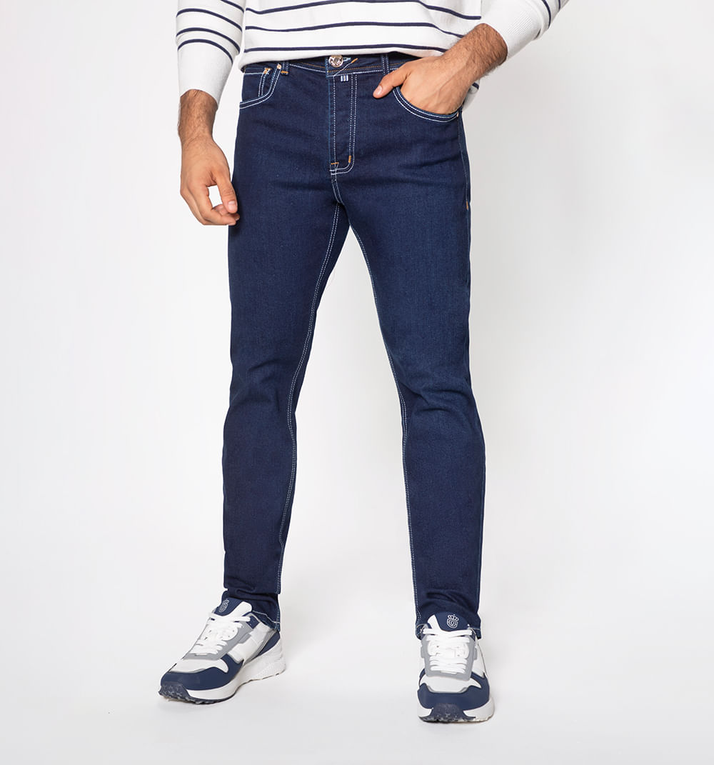 Jean premium slim fit con hilo en contra