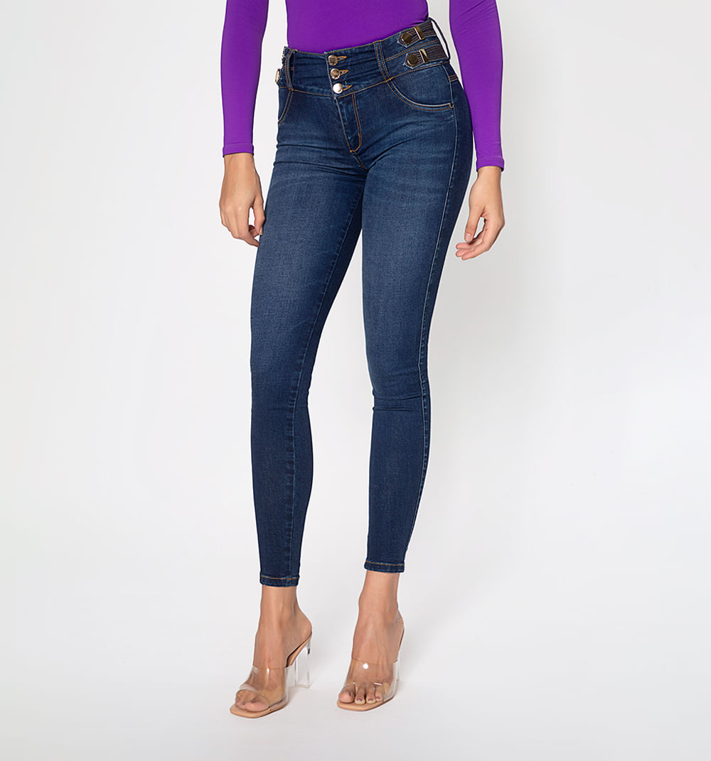 Jean ultraslim tiro medio con charretas