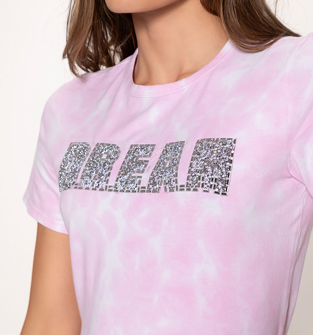 Camiseta manga corta tie dye  con apliqu