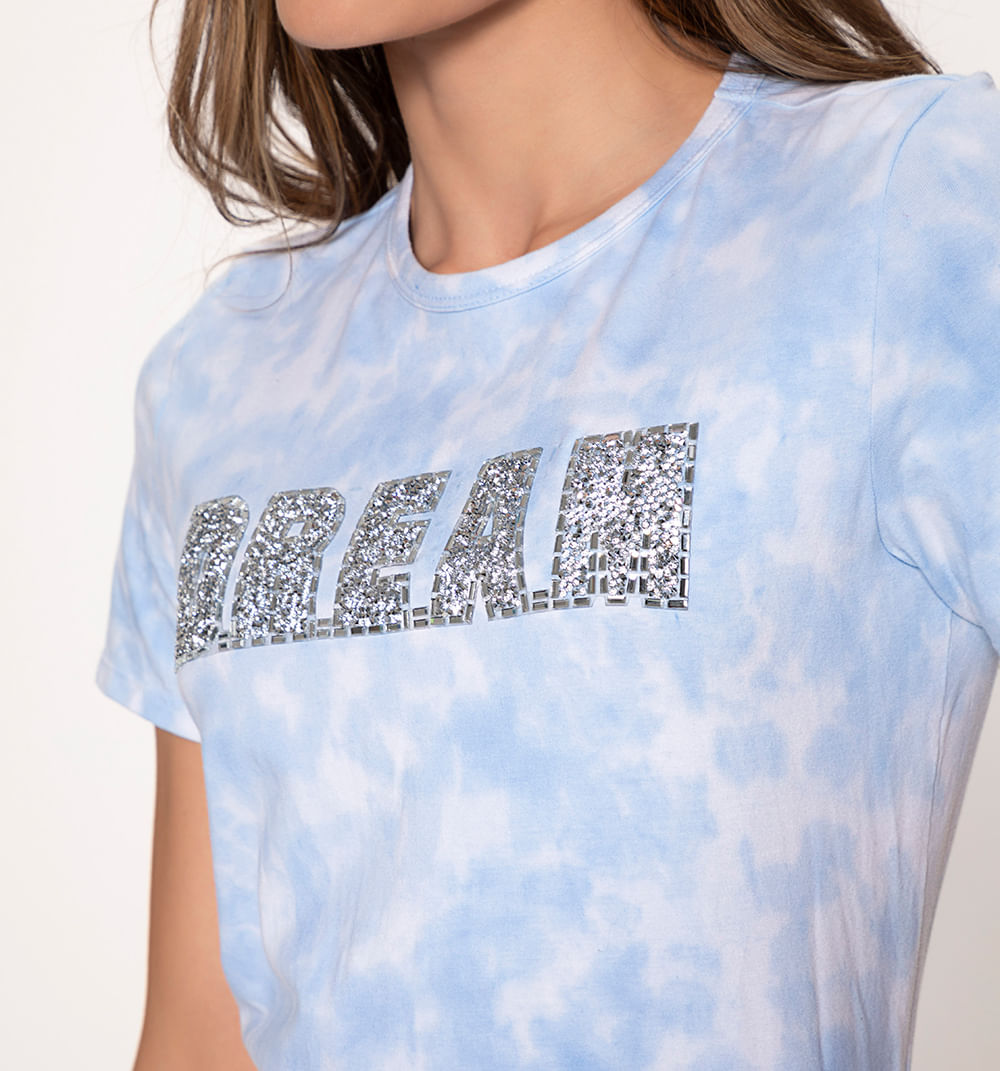 Camiseta manga corta tie dye  con apliqu