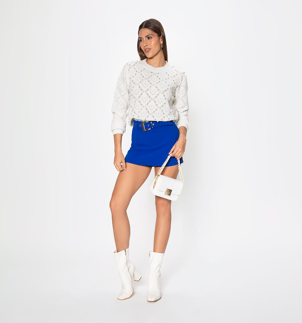 Falda short con  bolsillos ribete