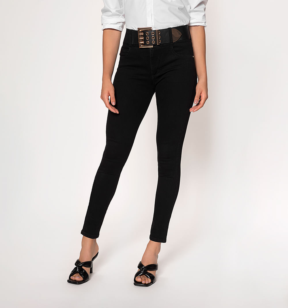 Jean skinny tiro alto, cinco bolsillos,