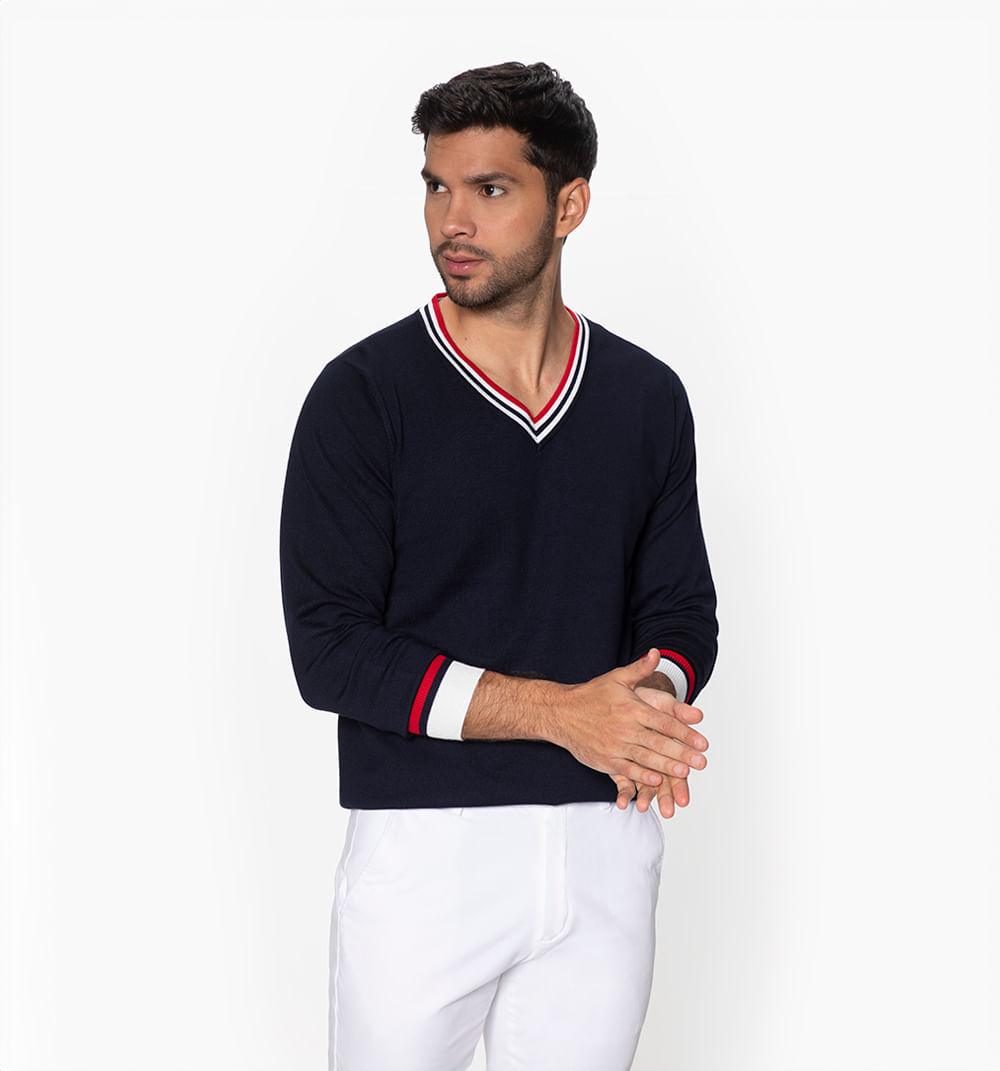 Buzo tejido cuello v