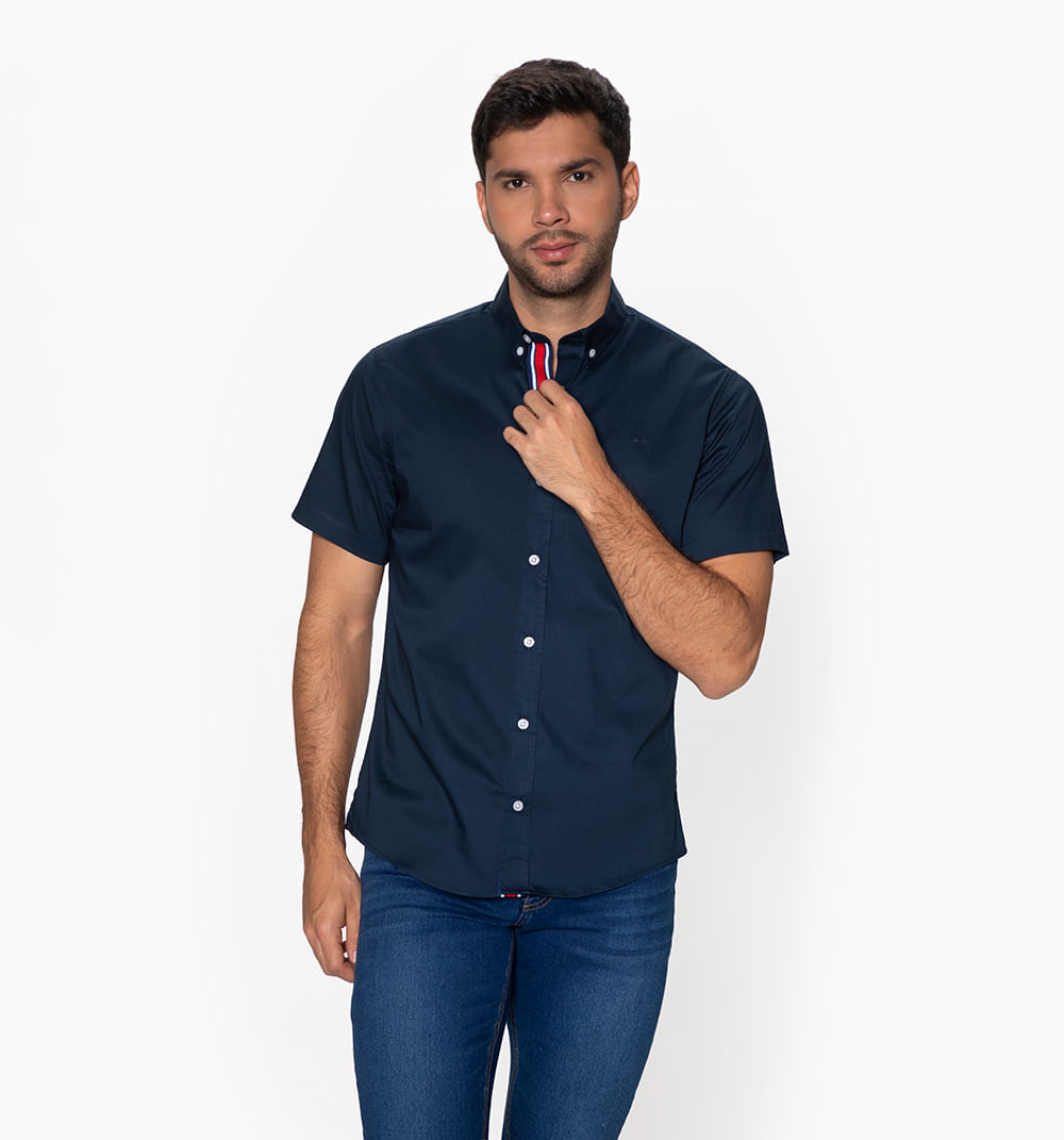 Camisa manga corta slim fit con cinta en