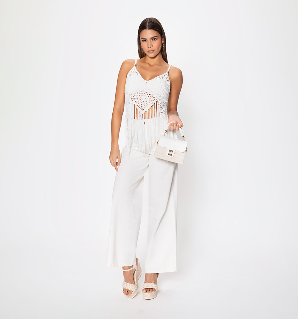 Blusa crochet con flecos