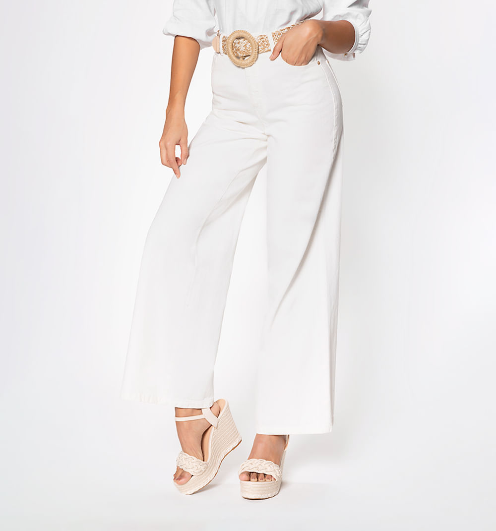 Jean wide leg, tiro alto cinco bolsillos