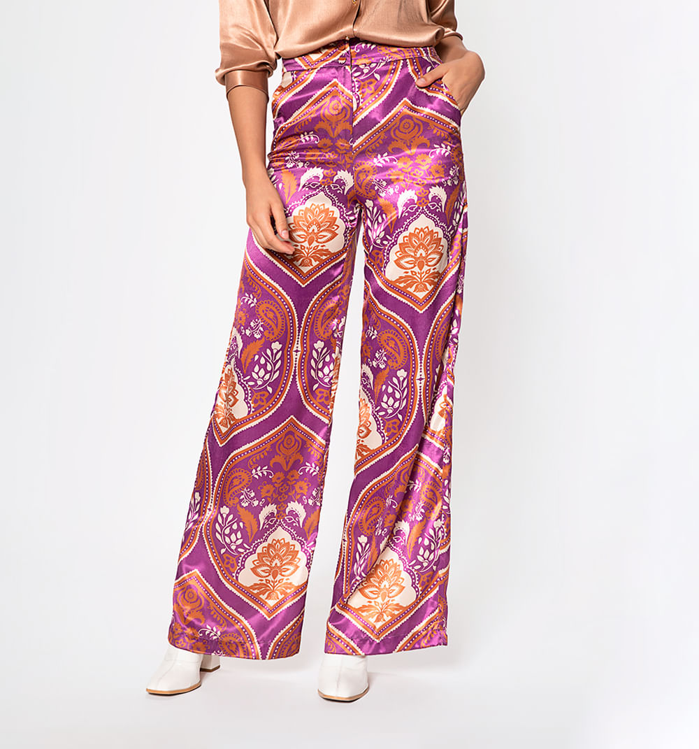 Pantalon palazzo con pretina enresortada