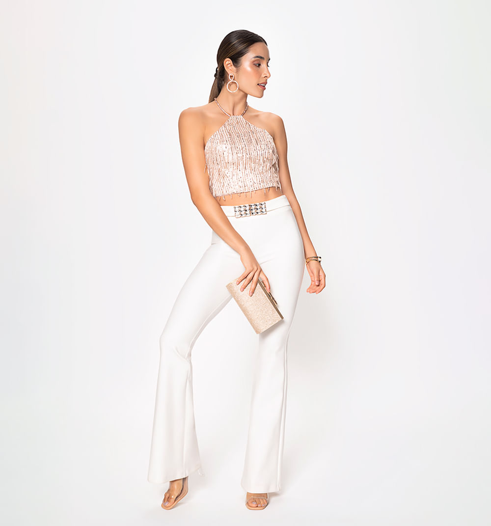 Blusa crop con espalda descubierta y tir