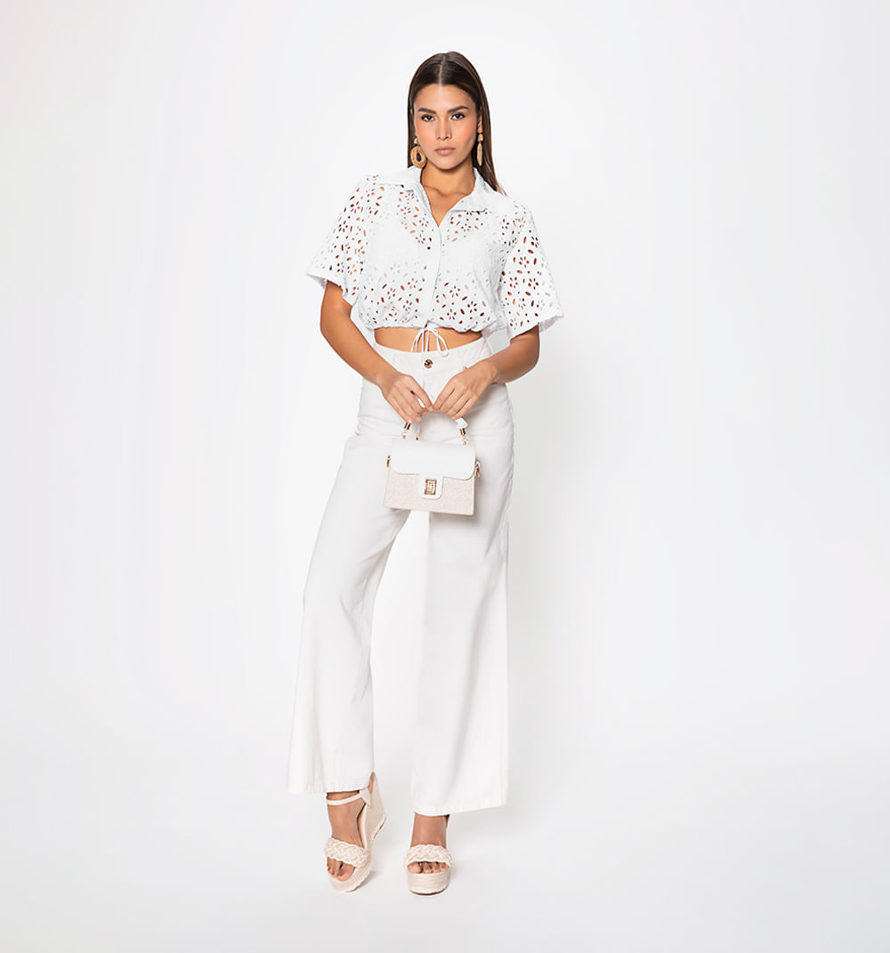 Blusa corta manga corta hojarota