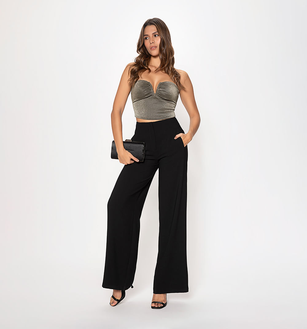 Blusa strapless con escote en v
