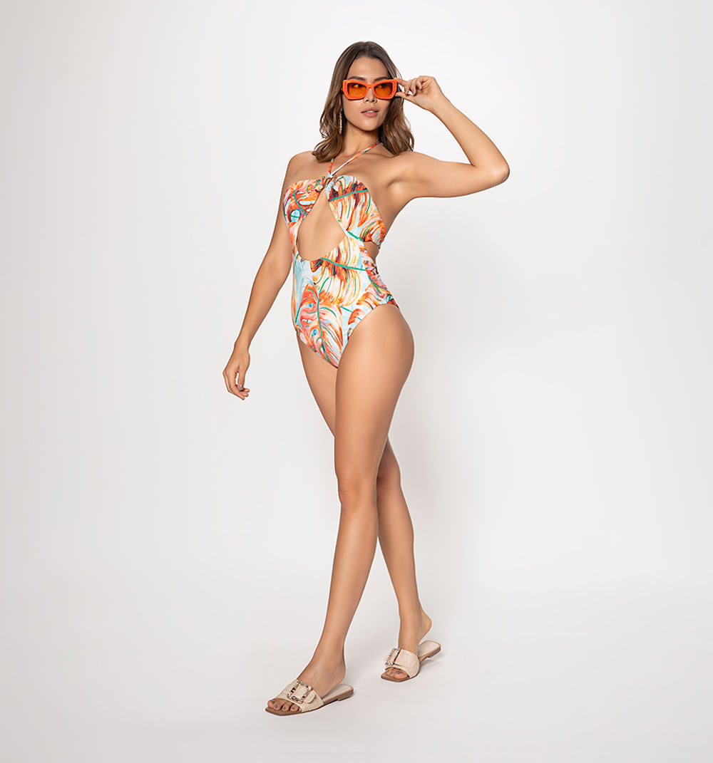 Vestido de baño entero estampado con ins