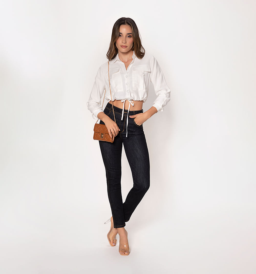 Jean skinny cinco bolsillos, tiro alto,