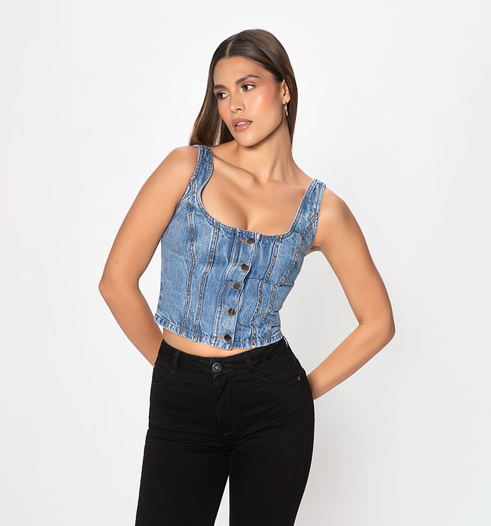 Blusa sisa crop, copas, cortes con remac