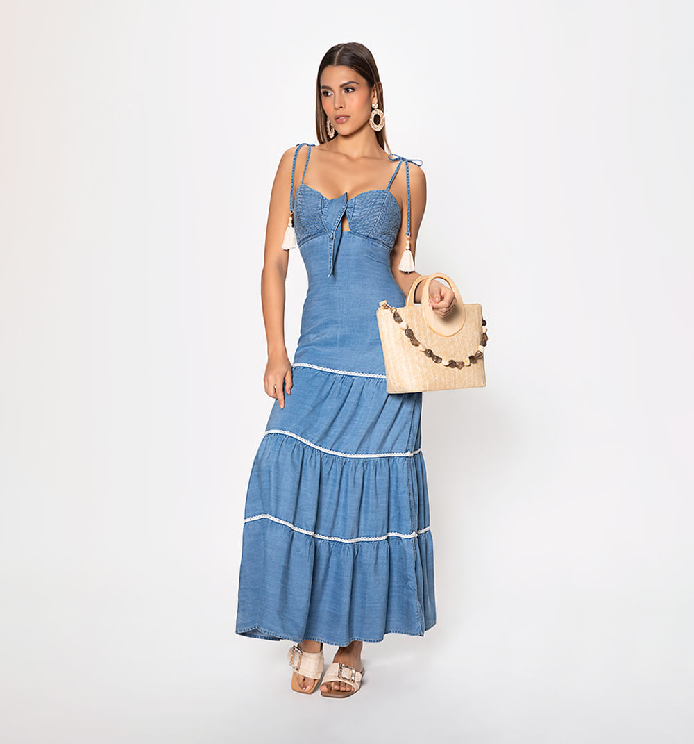 Vestido largo con copas de amarrar tence