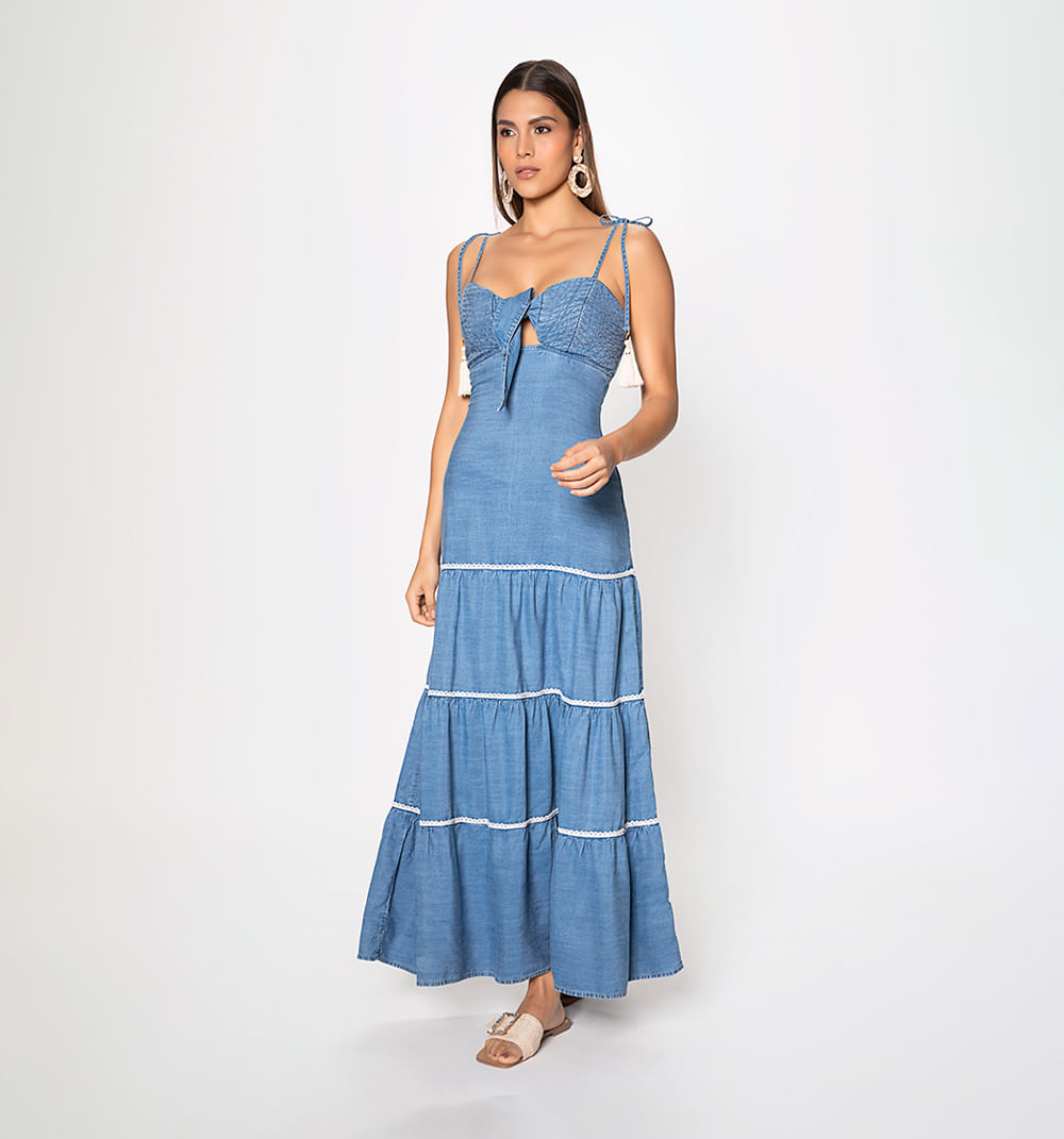 Vestido largo con copas de amarrar tence