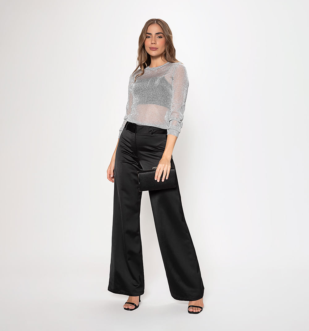 Blusa metalica cuello redondo