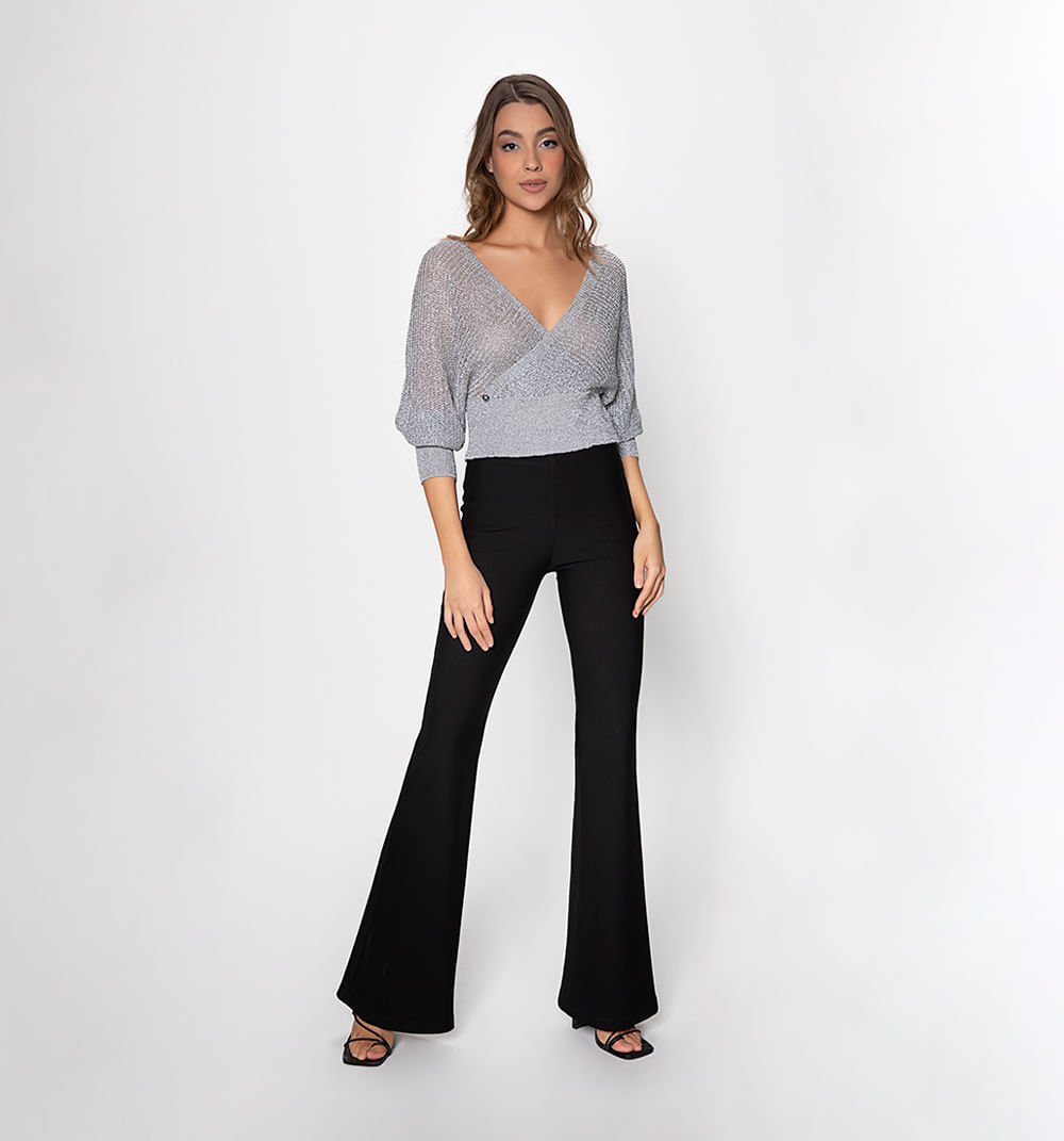 Blusa cruzada tejido metalico