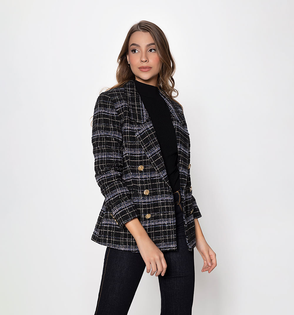Blazer en tweed a cuadros