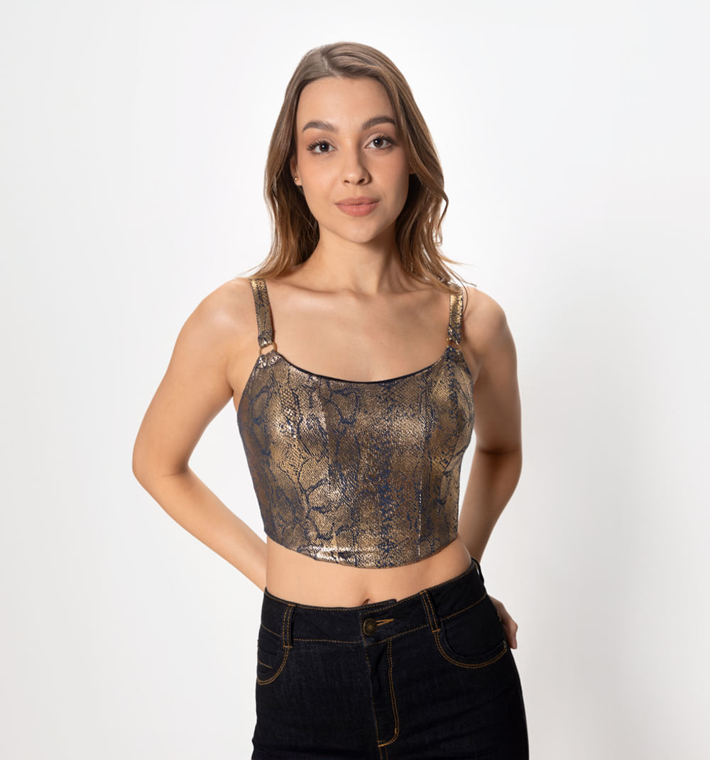 Crop top tira, cierre en espalda