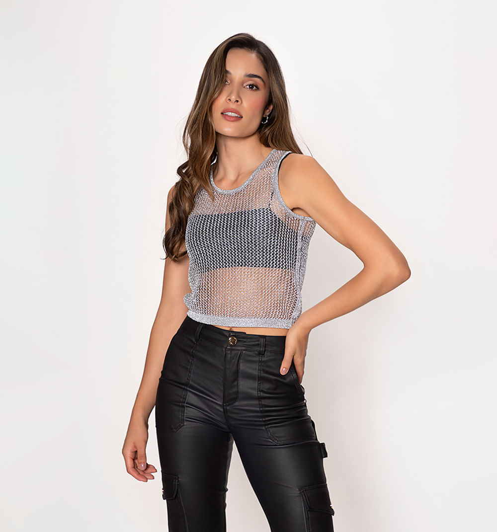 Blusa m/s en malla metalica