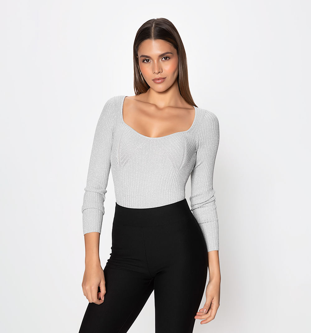 Blusa tejida cuello corazón