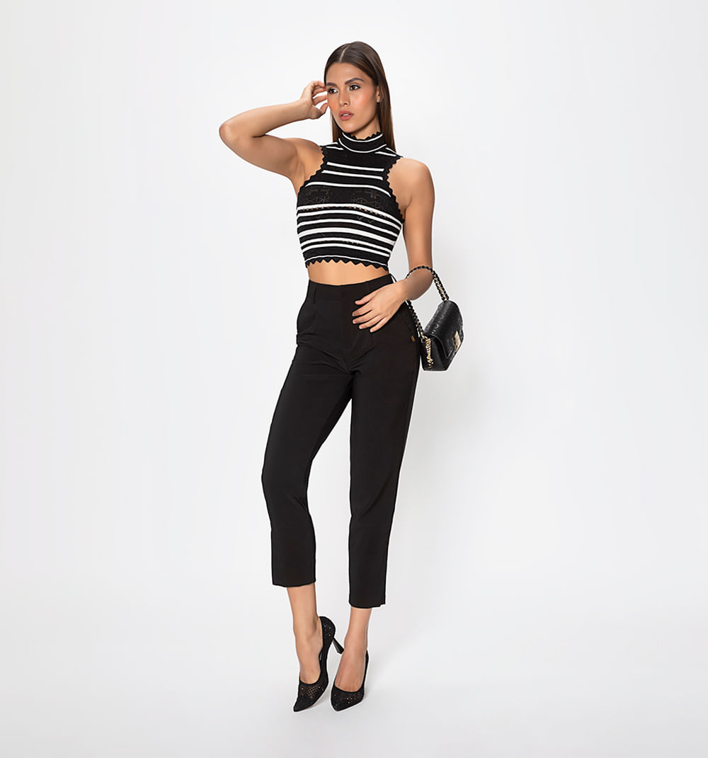 Top tejido en lace y ottoman dos colores