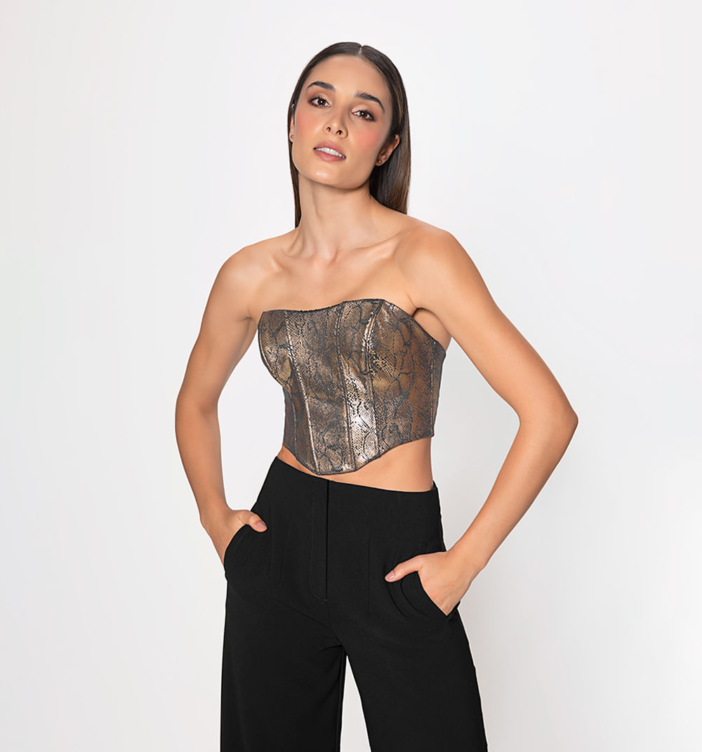 Blusa crop tipo corset