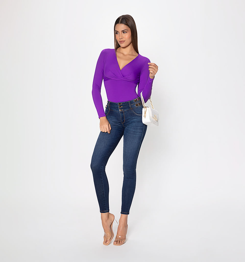 Blusa manga larga con escote cruzado
