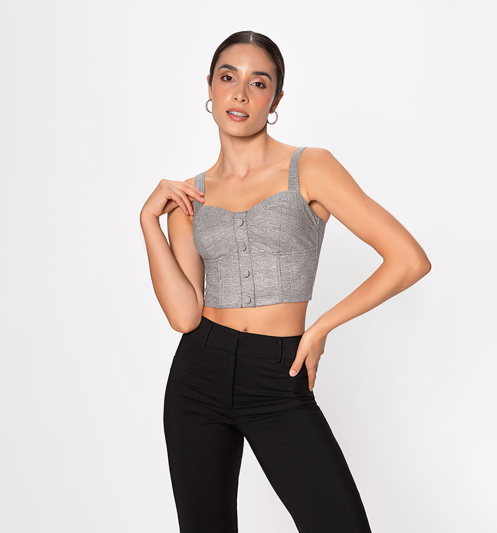 Blusa de tiras tipo bustier con botones