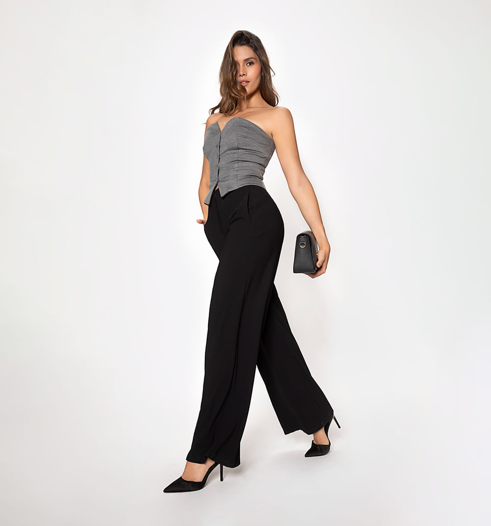 Blusa crop tipo corset con ribete