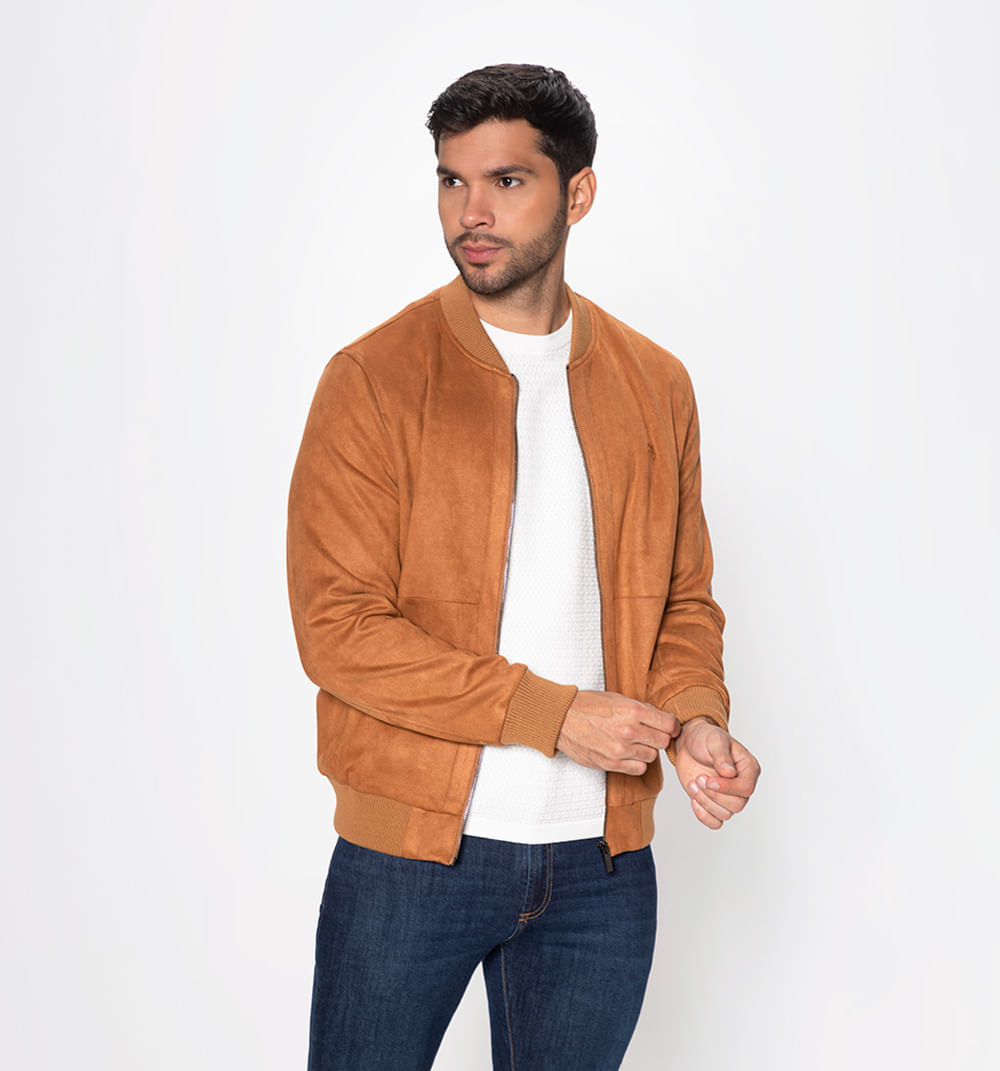Chaqueta bomber en suede