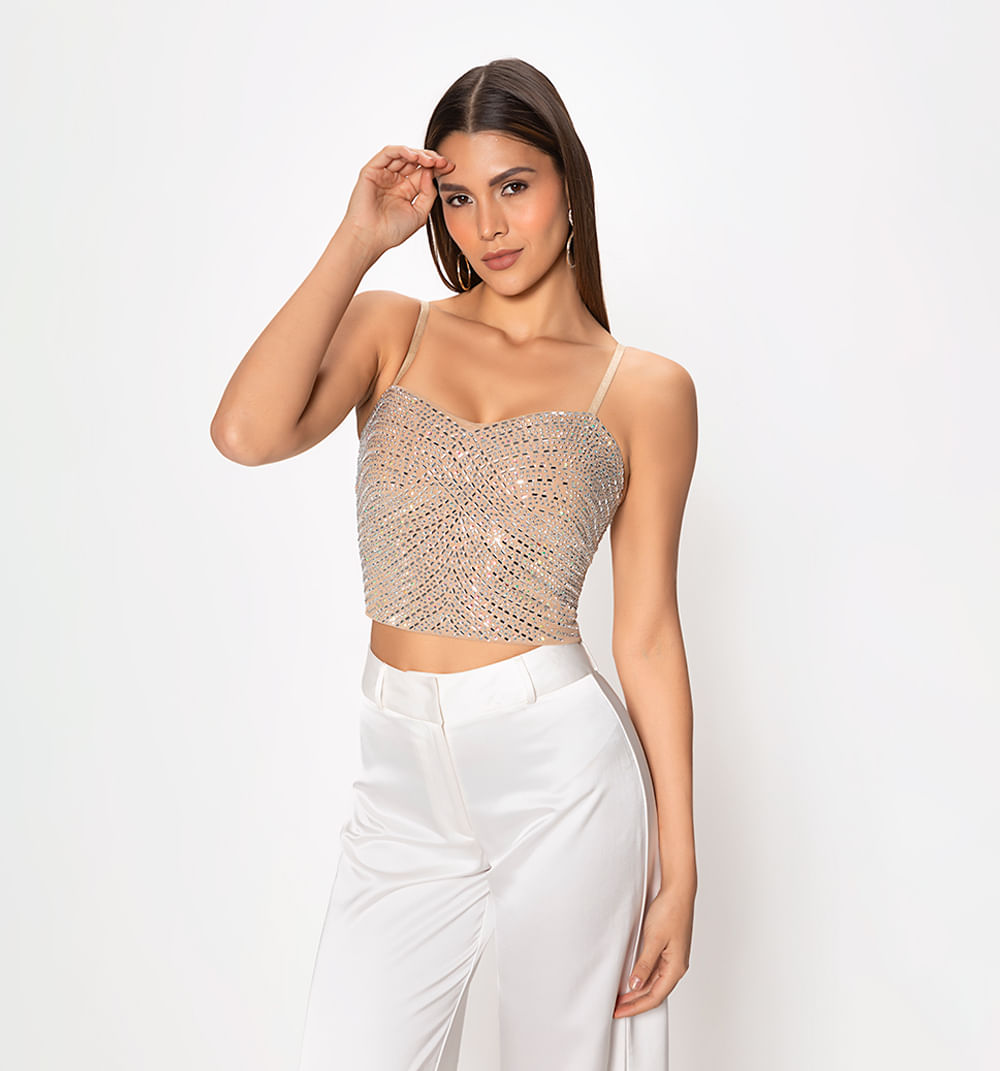 Blusa tiras con escote corazon con crist