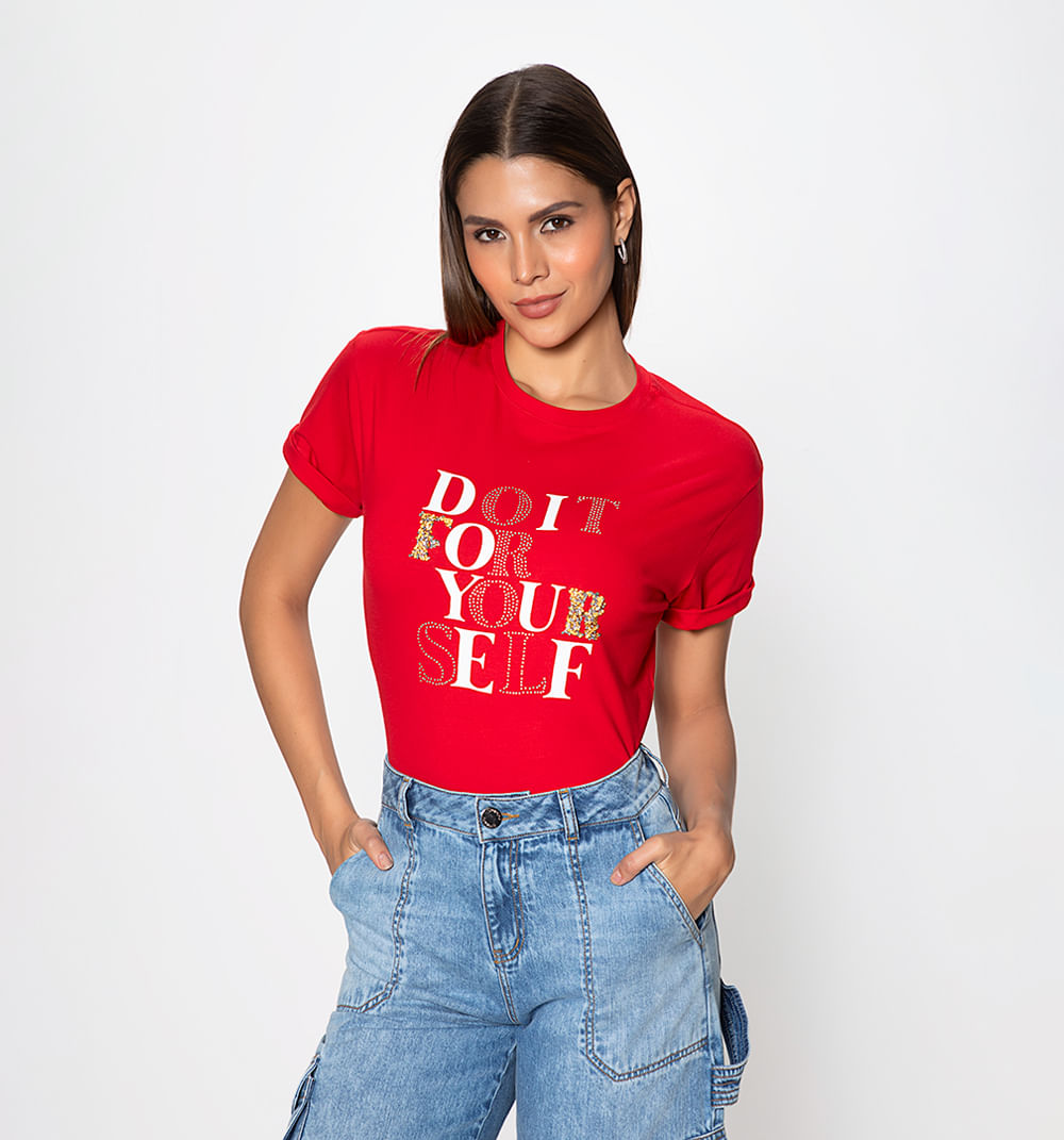 Camiseta  con cristales en letras
